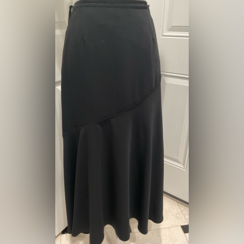 🌼KENZO Paris Black Midi Quality Polyester Lined Diag. Ruffled Skirt, 10/40EU - Picture 5 of 8